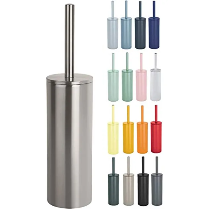Spirella WC Bürste Klobürste Toilettenbürste hochwertig „NYO“ mit hygienischem Behälter Edelstahl Silber