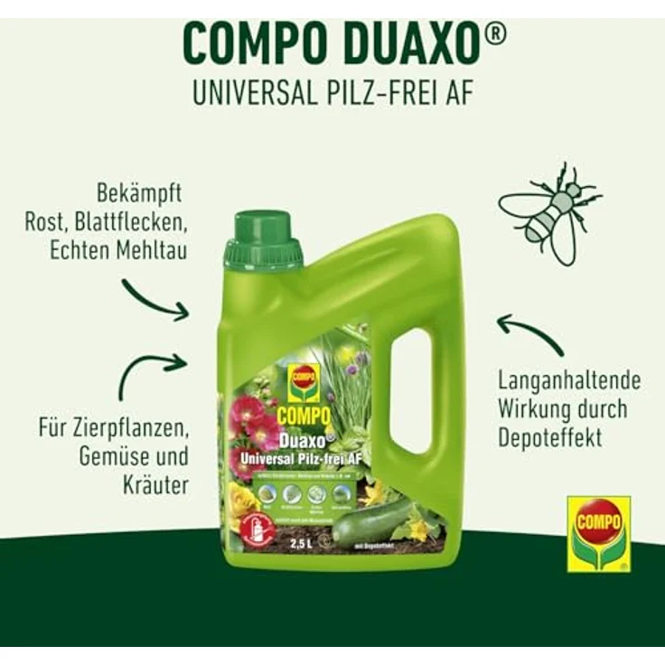 Compo Duaxo Universal Pilz-frei AF, 2.5 L, Anwendungsfertiges Fungizid-Spray gegen Pilzkrankheiten an Zierpflanzen, Gemüse und Kräutern – Bild 3