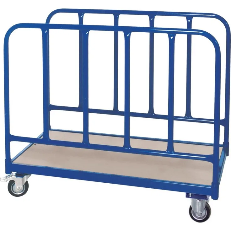 BRB-Lagertechnik Rungenwagen mit 2 Stahlrohr-Seitenteilen, Transportwagen LxBxH 1000x500x870 mm, naturbelassene Schichtholzplatte, 250 kg Tragkraft
