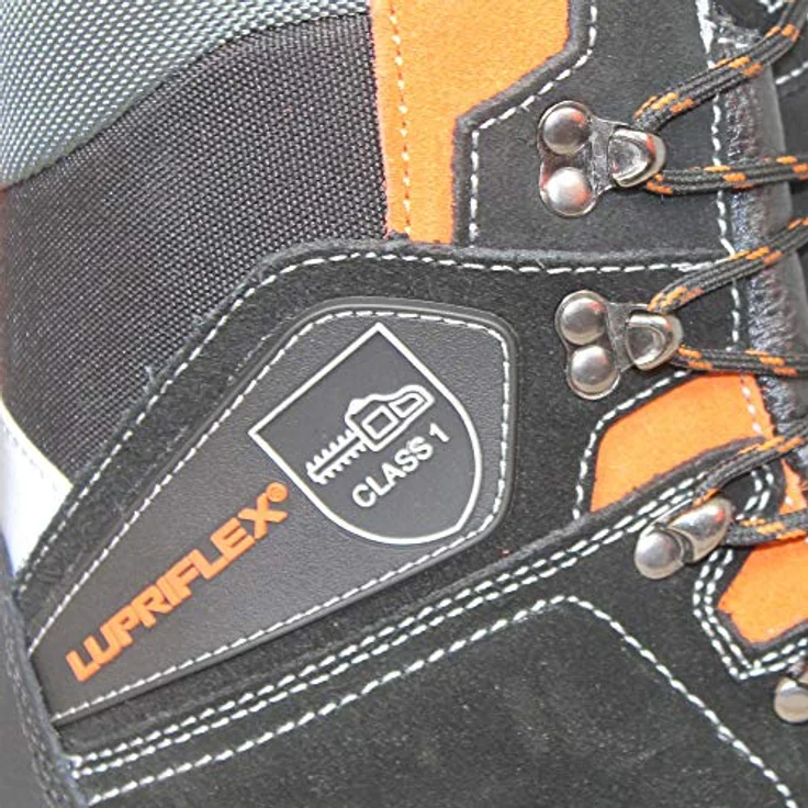 Lupriflex Sportive Hunter S3 SRC, Sicherheitsschuhe Forststiefel, wasserdicht, Schnittschutz, Gr. 48, schwarz/Signalorange – Bild 3