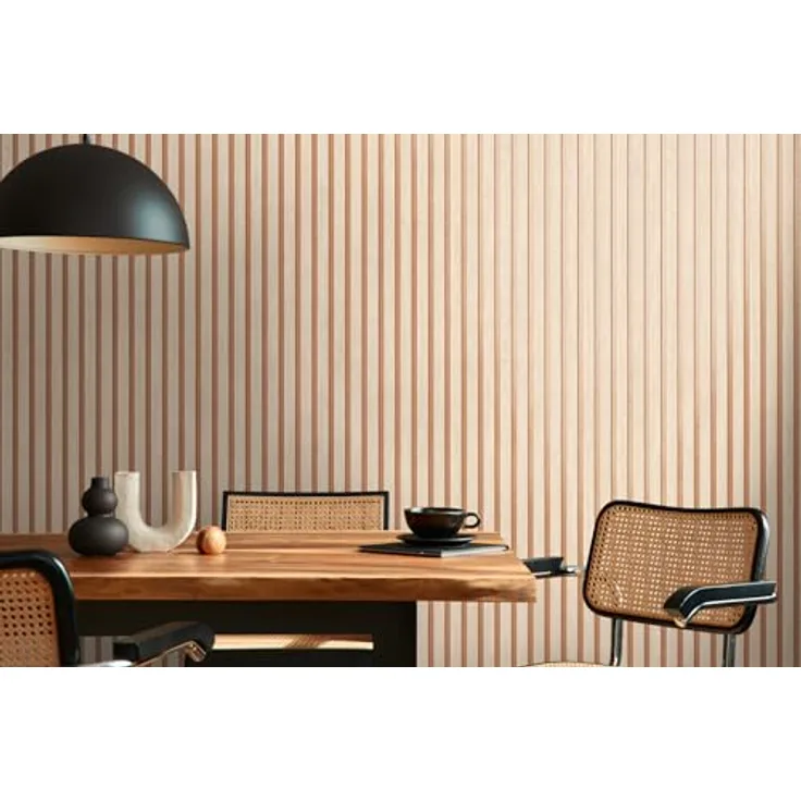 A.S. Création Vliestapete Wandpaneelmotiv, 0,53 x 10,05 m, beige braun, Holzoptik, FSC-Mix zertifiziert, Made in Germany, 786652