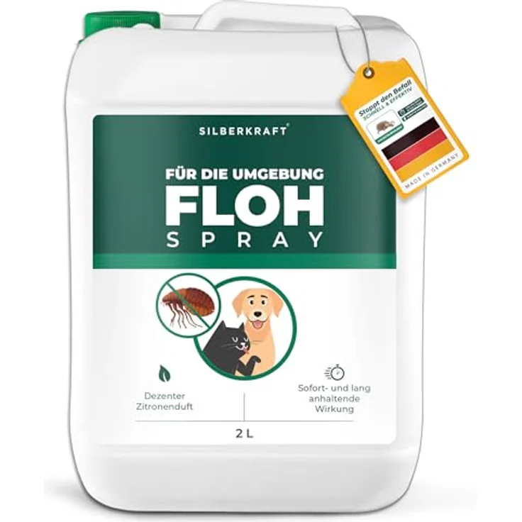 Silberkraft Flohspray für Umgebung, Insektenspray gegen Flöhe, Zecken & Milben, 2000 ml, Langzeitschutz, Made in Germany – Bild 1