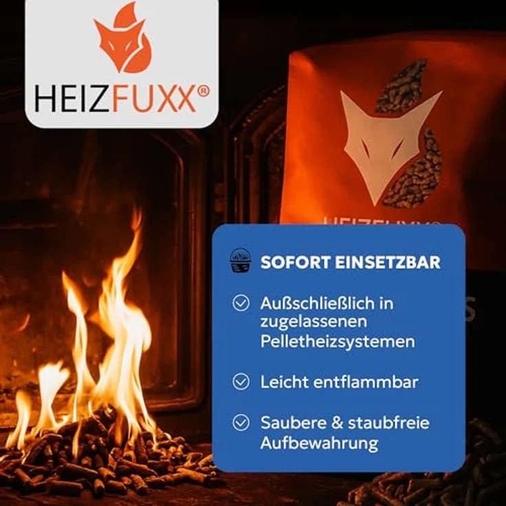 HEIZFUXX Holzpellets Blue, 15kg Sack mit hohen Heizwerten und langer Brenndauer, 300kg Palette – Bild 6