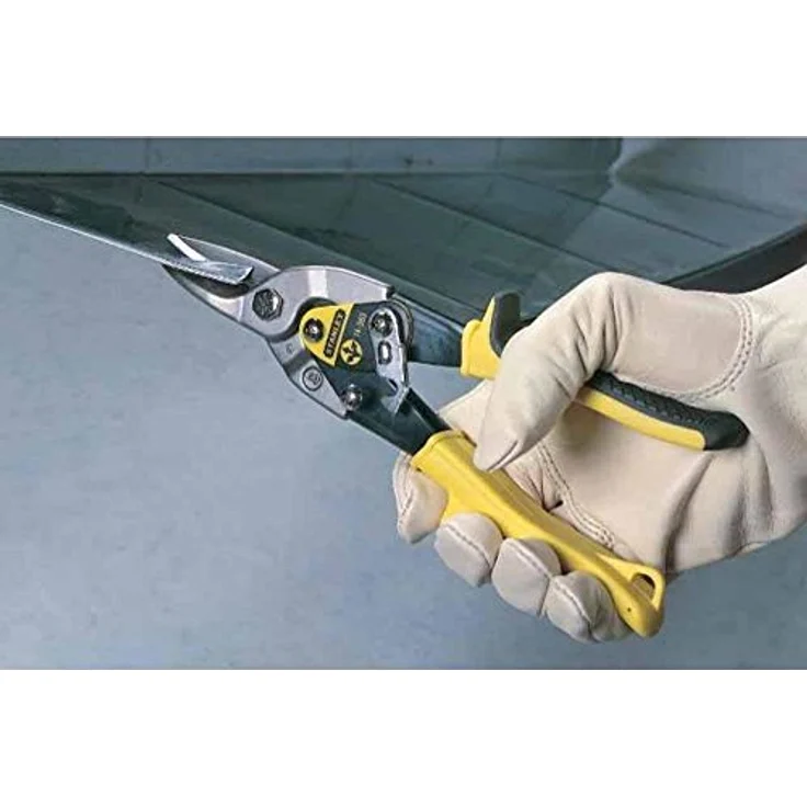 Stanley Blechschere Maxsteel (gerade, 300 mm Länge, Bi-Material Kunststoffhandgriff, chromveredelt, Einhandbedienung) gelb, 2-14-566 – Bild 4
