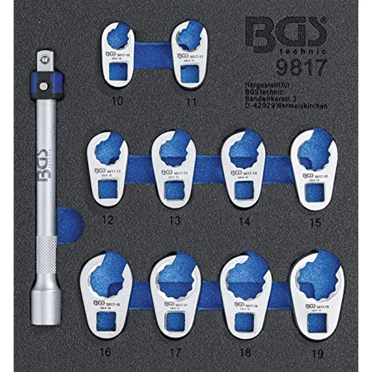 BGS Werkstattwageneinlage 1-6: Hahnenfußschlüssel-Satz • SW 10 - 19 mm • 10 m... – Bild 1