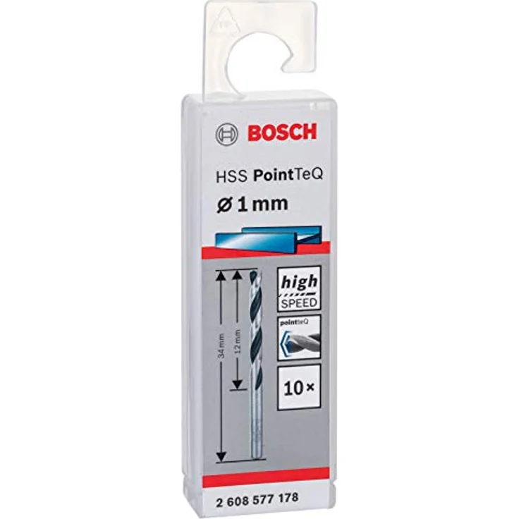 Bosch Metallspiralbohrer 2608577178 DIN 338 1,0 mm HSS PointTeQ (10), 1 W, 230 V, Gr – Bild 3