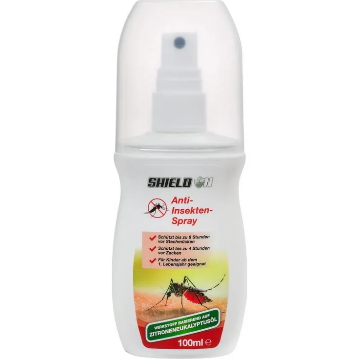 Shield On Insektenspray Anti-Insekten-Spray, 100 ml, gegen Mücken und Zecken, alkoholfrei, schweißfest
