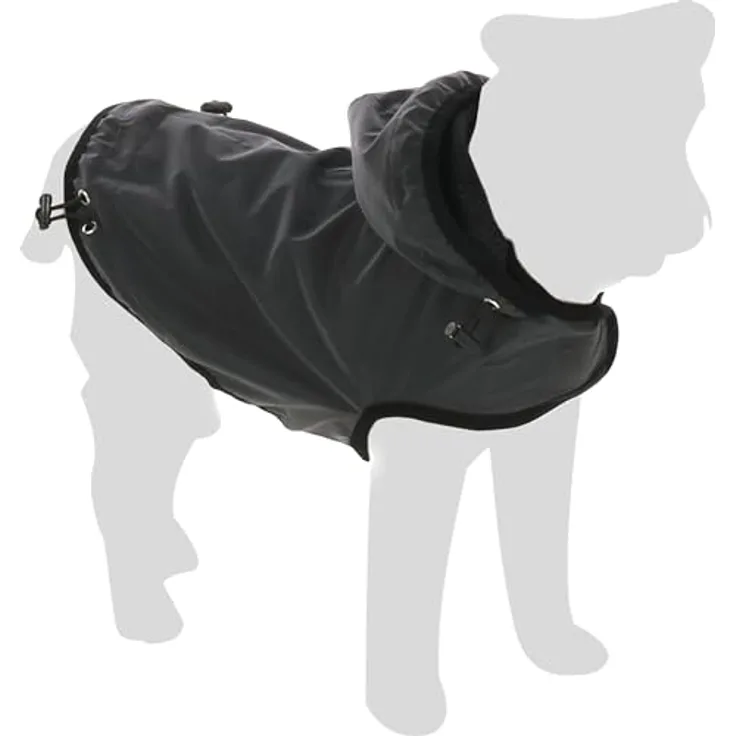 Flamingo Luza Hundemantel, grau, 30 cm, waschbar, spritzwassergeschützt, mit Kapuze und Verstellbarer Öffnung für die Leine, A: 30 cm, B: 30 – 36 cm, C: 44 – 50 cm