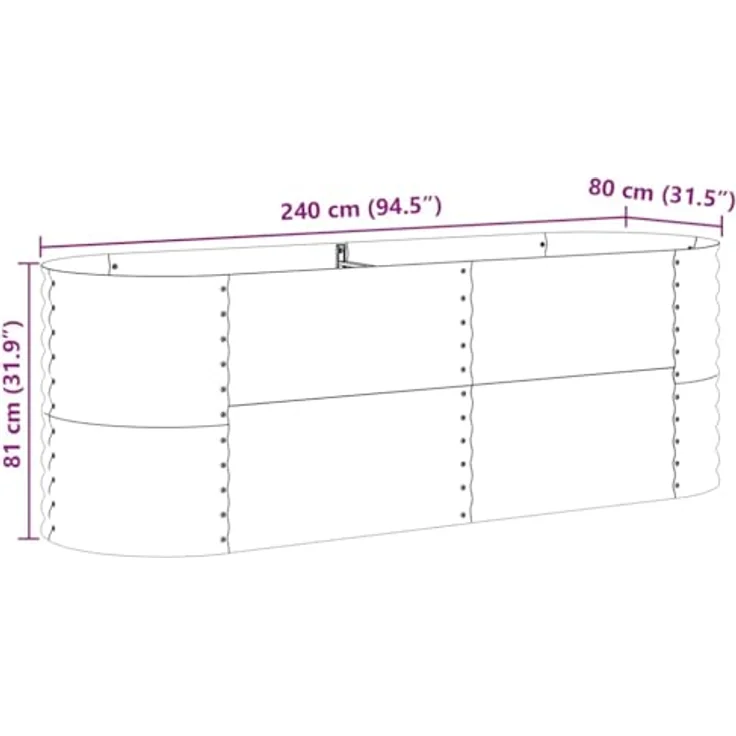 vidaXL Hochbeet Garten-Hochbeet aus braunem Stahl, 240 x 80 x 81 cm mit offenem Bodendesign für gesunde Pflanzen – Bild 3