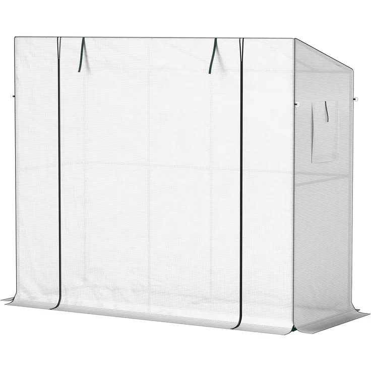 JTI GmbH Gewächshaus mit Rolltür und 2 Fenster, winterfestes Foliengewächshaus aus Stahl, 200x76x170cm, UV-beständig, weiß