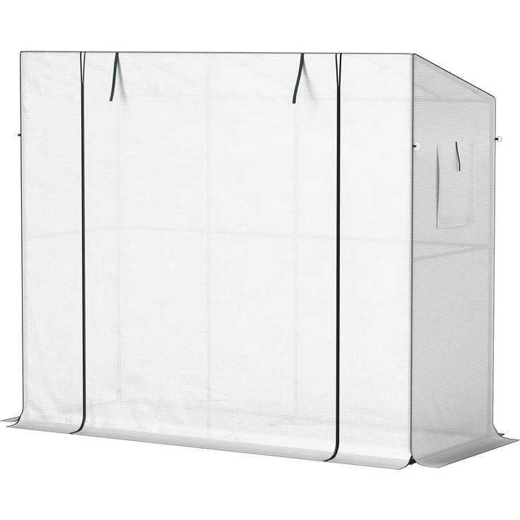 JTI GmbH Gewächshaus mit Rolltür und 2 Fenster, winterfestes Foliengewächshaus aus Stahl, 200x76x170cm, UV-beständig, weiß