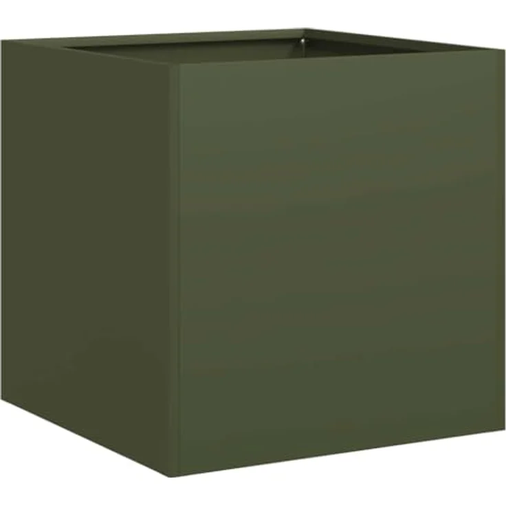 vidaXL Pflanzkübel Olivgrün 40x40x40 cm Kaltgewalzter Stahl, Pflanzschale, Garten-Garten-Pflanzkübel, Outdoor-Pflanzgefäß, Hochbeet – Bild 1