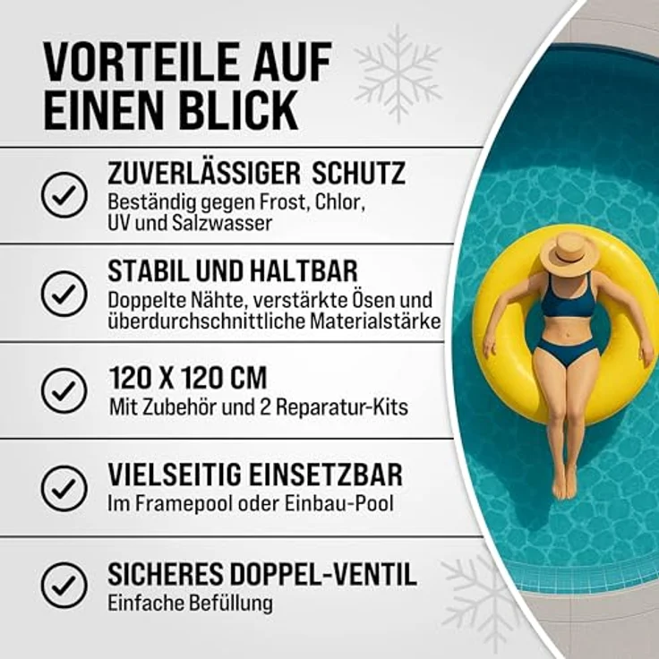 Monzana Poolkissen bis -20°C Winter XL Luftkissen XXL inkl. Seil PVC Doppelnaht Sicherheitsventil Ösen Pool Abdeckung Überwinterung – Bild 9