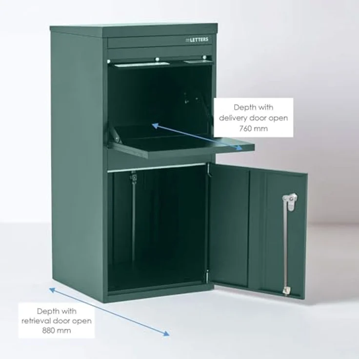 Smart Parcel Box XL grün 49x45x103 cm, Paketbriefkasten zur Wand- oder Bodenmontage, Paketbox für Zuhause & Unternehmen, Briefkasten für Pakete & Briefe, Entnahme hinten & vorne by Smart Parcel Box – Bild 3