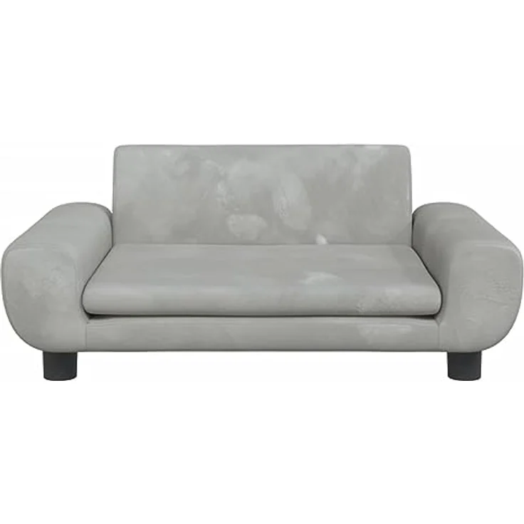 vidaXL Hundebett, Hundekissen mit weicher Polsterung, Hundesofa Hundecouch für kleine Hunde Haustiere, Haustierbett Katzenbett, Hellgrau Samt – Bild 3