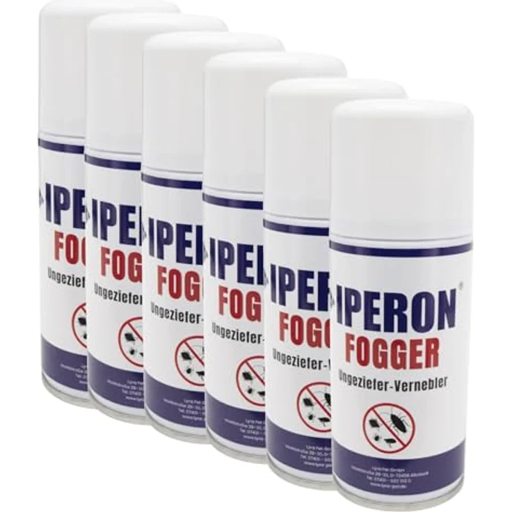 IPERON® 6 x 150 ml Fogger Ungeziefer-Vernebler mit natürlichen Wirkstoffen, effektiver Schädlingsabwehr für bis zu 58 m³ – Bild 1
