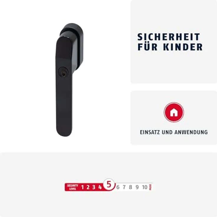 ABUS FG400, Abschließbarer Fenstergriff mit Druckzylinder und Schlüssel, Kindersicherung und Einbruchschutz, Sicherheitslevel 5, Schwarz – Bild 2