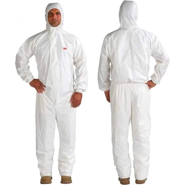 3M Schutzanzug 4545L, antistatisch und robust, Kleidergröße L, Weiß, Schutz gegen Stäube und Flüssigkeiten – Bild 2