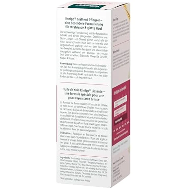 Kneipp Pflegeöl Glättend, Hautöl für anspruchsvolle Haut mit Bio Rosenblüten Extrakt und zart-rosigem Duft, 100ml – Bild 4