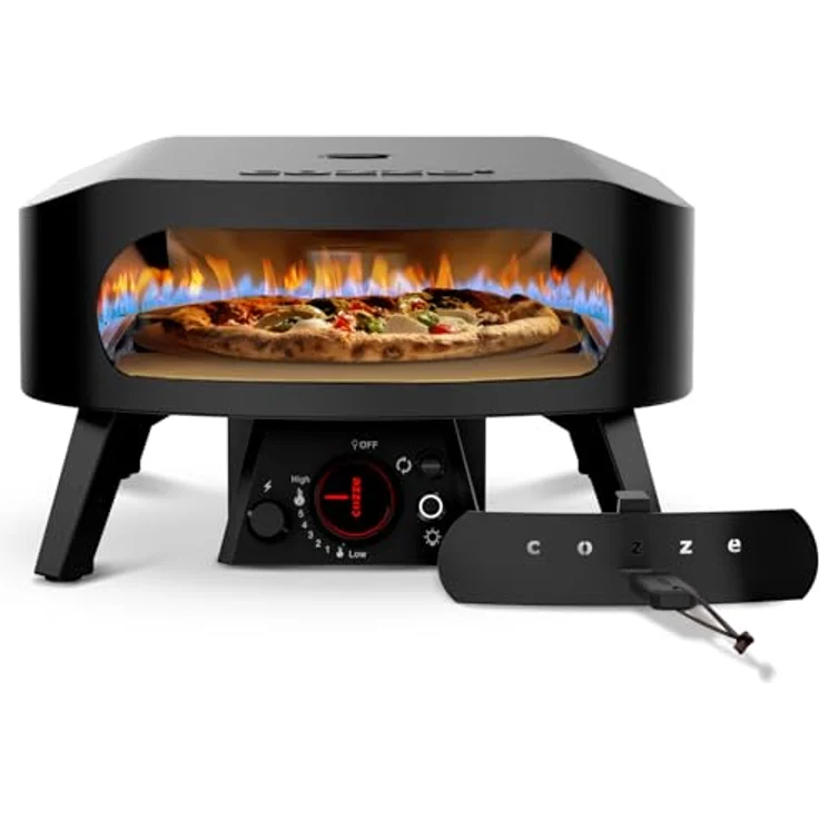 Cozze® Gas-Pizzaofen Classic Black Edition 13, inkl. Pizzastein, Backtemperatur bis 630°C, Grillfläche 34.5 x 34.5 cm, Gerätemaße 50 x 50 x 29.5 cm, schwarz – Bild 1