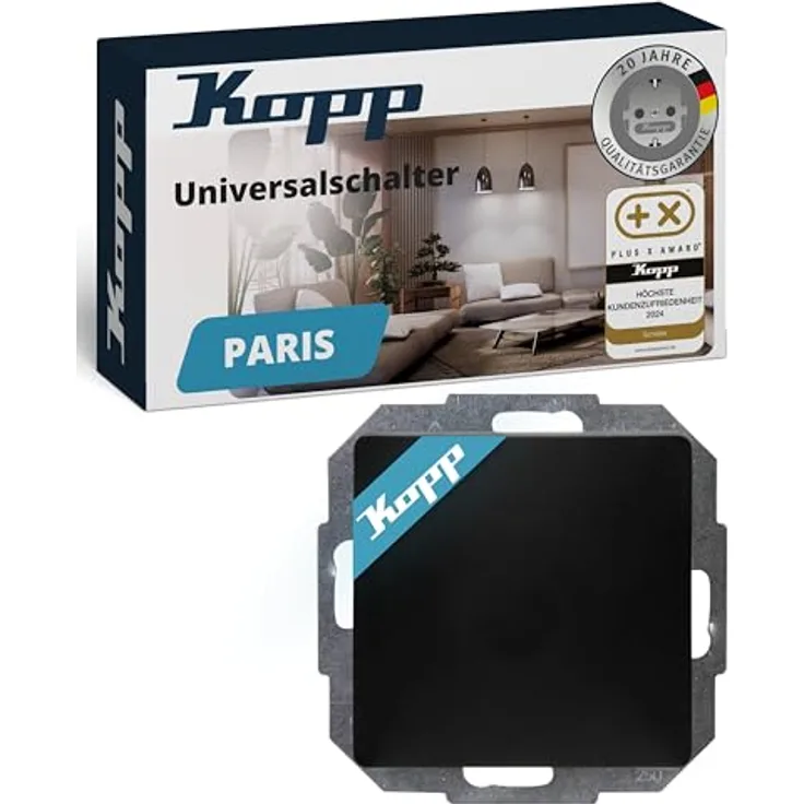 Kopp Abdeckrahmen 650650082, Kunststoff, schwarz, Unterputzmontage, 1 Betätigungswippe, matt