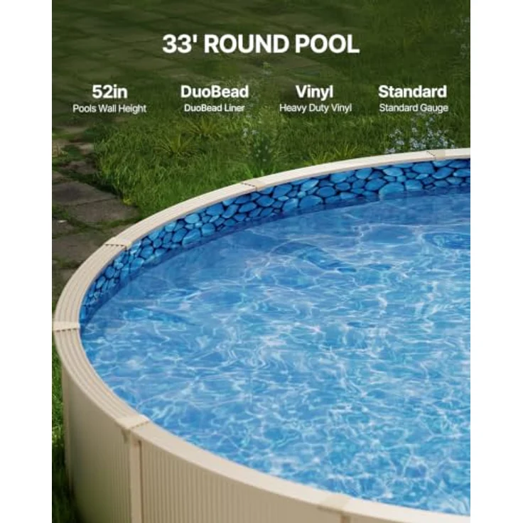 VEVOR runde Schwimmbadauskleidung, φ1006x120cm, verschleißfestes Vinyl für oberirdische Schwimmbecken mit 132cm Wandhöhe – Bild 2