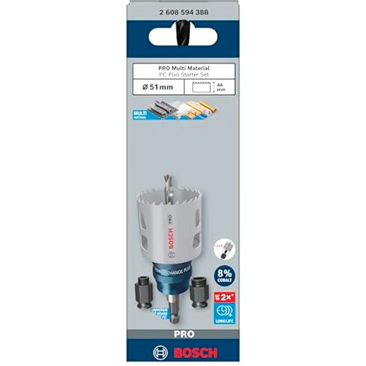 Bosch 5x PRO Multi Material Power Change Plus Starter-Set, Lochsägen & Bohrkronen für Weichholz und Trockenbauwand, Ø 51 mm, Professional Zubehör Bohrmaschine/Schrauber – Bild 2