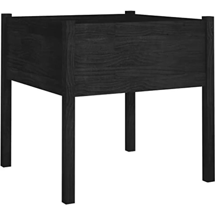 vidaXL Pflanzkübel 2er Set, Schwarz, 70x70x70 cm, Massivholz Kiefer, witterungsbeständig – Bild 6
