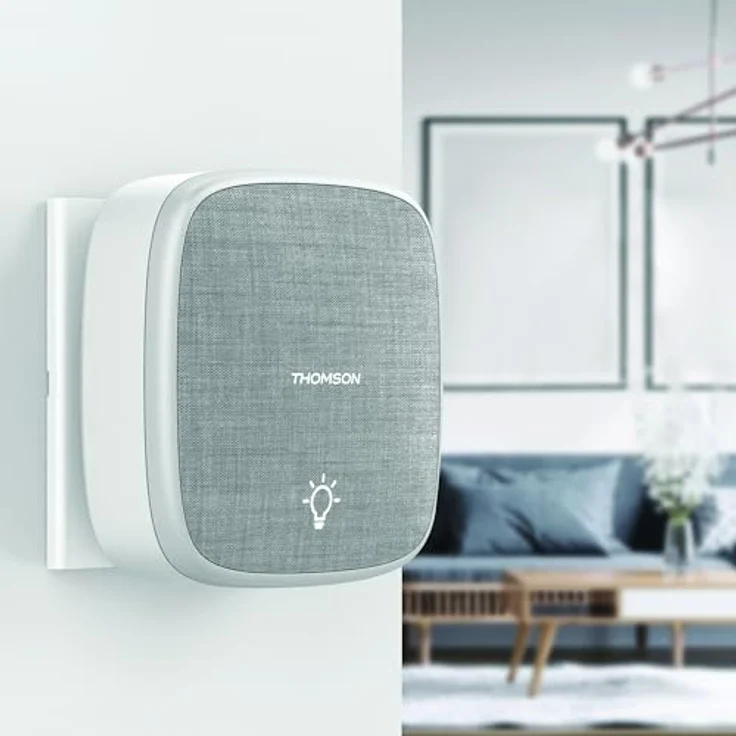 Thomson Funk-Türklingel drahtlose Klingeltaste ohne Batterie grau – Bild 2