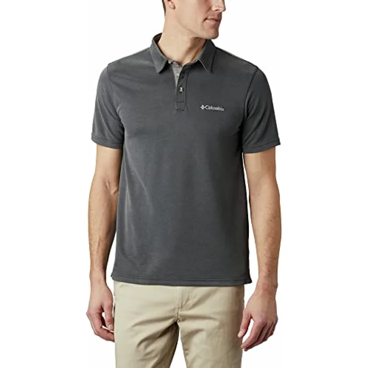 Columbia Nelson Point Polo, Herren Poloshirt aus angenehmem Material, Schwarz, Größe L