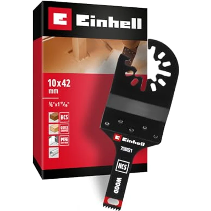 Einhell Tauchsägeblatt aus Kohlenstoffstahl für Holzbearbeitung, PTFE-Finishing, Eintauchtiefe 42 mm, Schnellwechselfunktion, Millimeter/Zoll-Skala – Bild 1
