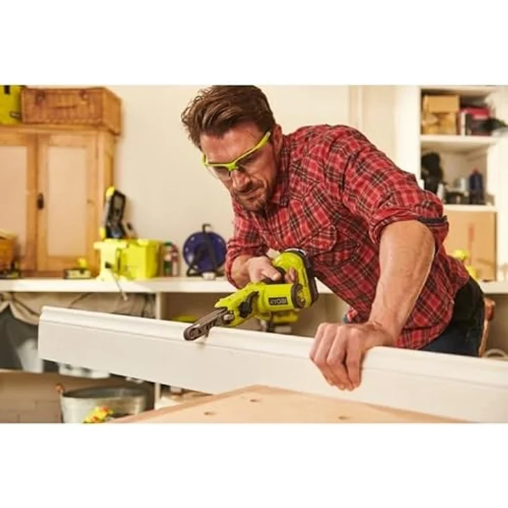 Ryobi 5133004179 Bandfeile (18 V, Maße 13x457, Geschwindigkeit bis 630 m-min, 3X Schleifbänder, ohne Akku) R18PF-0 – Bild 4