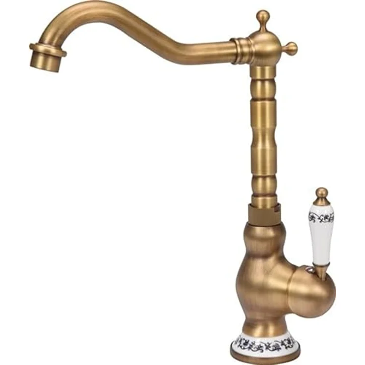 TRIZERATOP Retro Küchenarmatur, Vintage Einhebelmischer in Bronze, wassersparend mit ECOflow-Technologie – Bild 1