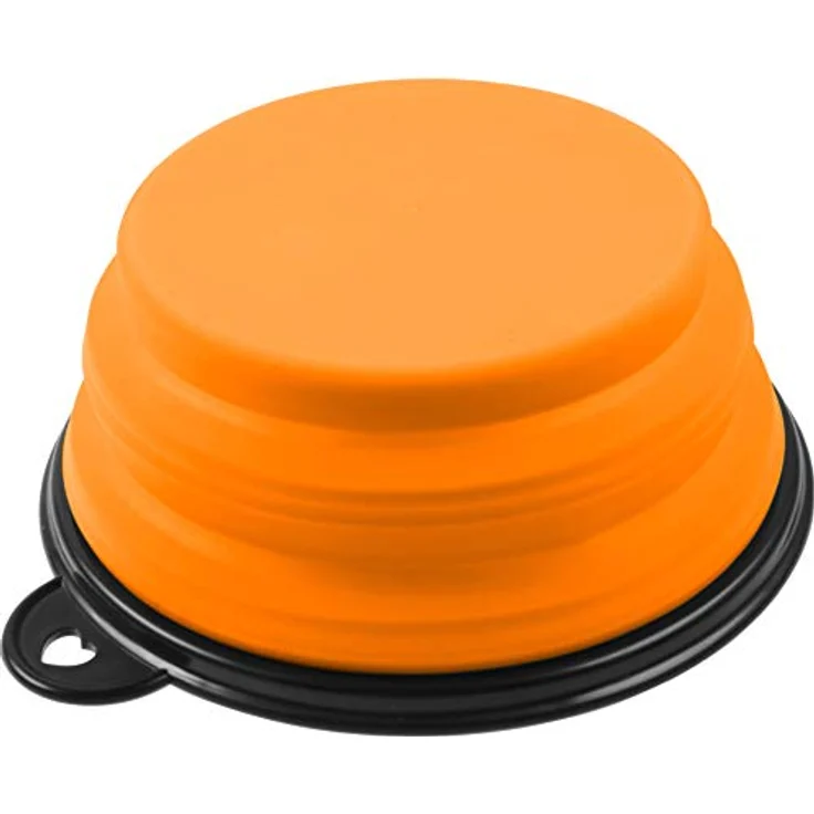 PhoneNatic Faltbarer Silikon-Hundenapf in orange, Reisenapf für Hunde und Katzen mit Karabiner -, S, orange, 350 ml, 60014333 – Bild 4