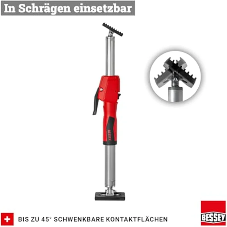 Bessey Spannzwinge STE55, Deckenstütze und Montagestütze mit Teleskopstange bis 350 kg, einhandbedienbar, stufenlos schwenkbar – Bild 7