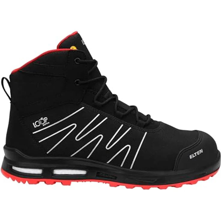 ELTEN ENNO XXT Pro Mid ESD S3S, Sicherheitsstiefel in Schwarz/Rot, Größe 42 – Bild 6