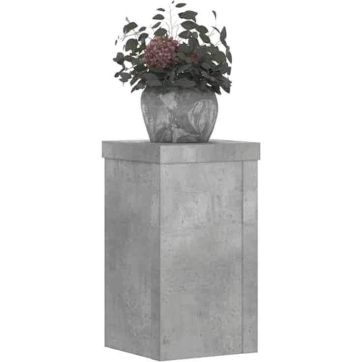 vidaXL Blumenständer Pflanzenständer 2 Stk. Betongrau 10x10x18 cm Holzwerkstoff (2 St) - Robustes Material, stabile Oberplatte, einfache Reinigung – Bild 3