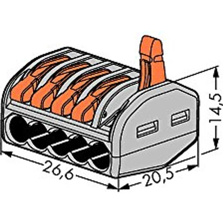 WAGO 222-415-40 Verbindungsklemme, flexibel für 0.08-4mm² und 0.08-2.5mm², 5-polig, 40 St. Grau, Orange – Bild 2