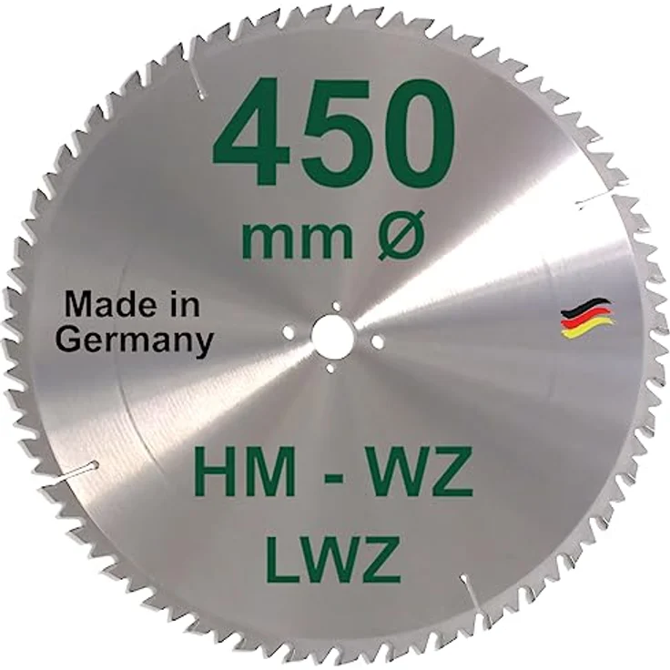 HM Sägeblatt 450 x 30 mm LWZ Hartmetall Präzision Kreissägeblatt 450mm Wechselzahn mit Spanabweiser für Naturholz Hartholz Leimholz Wippsäge Kreissäge Kappsäge Gehrungssäge Brennholzsäge Tischsäge – Bild 1