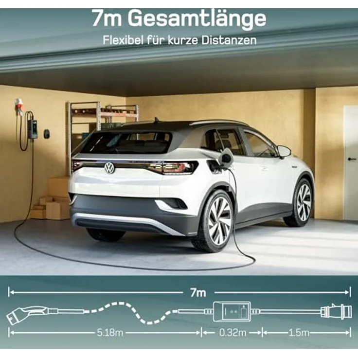 dé 11kW Portable Charger, tragbares EV-Ladegerät mit 7m Type 2 Kabel, App-Steuerung und einstellbarem Strom – Bild 4