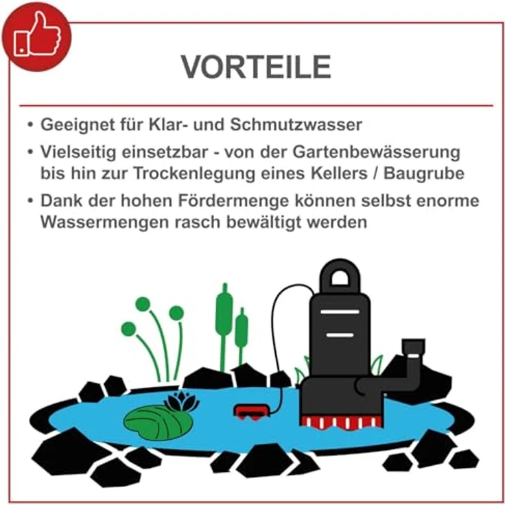 Scheppach DWP400 Schmutzwassertauchpumpe, 400W, 9000 L/h Fördermenge, 6m Förderhöhe, 7m Tauchtiefe, 30mm Partikelgröße – Bild 3