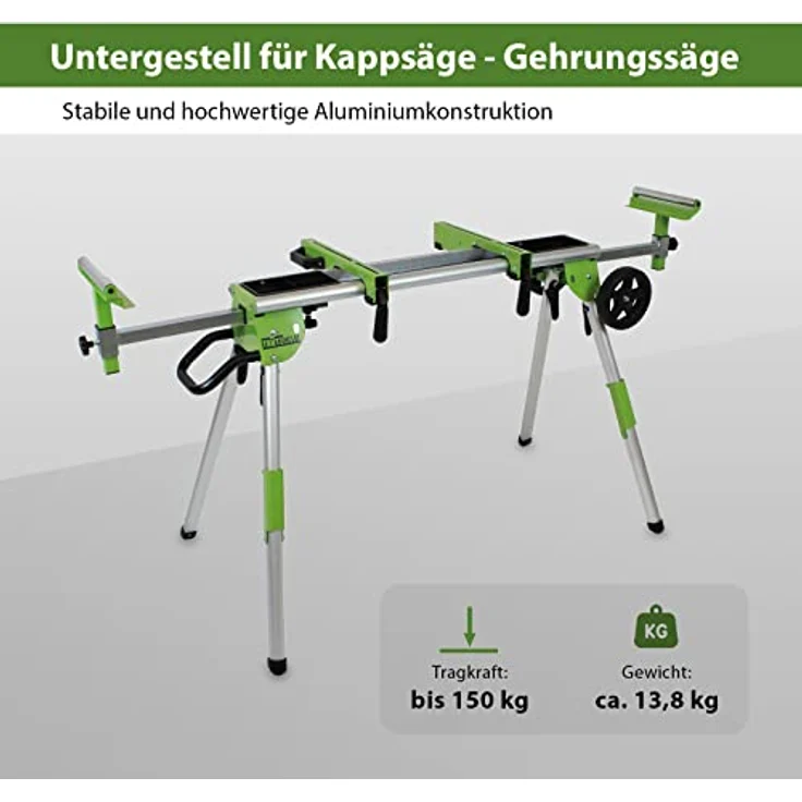 TrutzHolm Untergestell für Kappsägen, mobiles Aluminium-Maschinengestell mit Trolley-Funktion, verstellbar, 150 kg Tragkraft – Bild 2