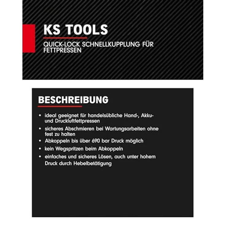 KS Tools 980.1108 Quick-Lock Schnellkupplung für Fettpressen, M10x1,0 – Bild 5
