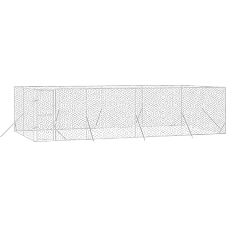 vidaXL Outdoor-Hundezwinger Silbern 8x4x2 m Verzinkter Stahl