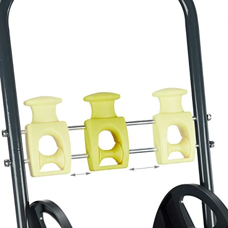 Relaxdays Schlauchwagen 45m, fahrbare Schlauchtrommel für Garten & Balkon, mit Schlauchführung, 76,5x44x41 cm, grau-gelb – Bild 8