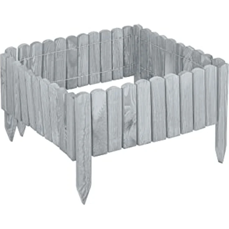 Garronda Beeteinfassung Holz Rollzaun Gartenzaun imprägniert Flexibler Rollborder Rasenkante Palisade Umzäunung für Garten Länge: 200 cm GD-0046 (Grau, Höhe: 10 cm) – Bild 3