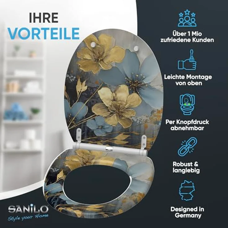SANILO WC Sitz Tronela, mit Absenkautomatik, Holz, antibakteriell, 4-seitig bedruckt – Bild 2