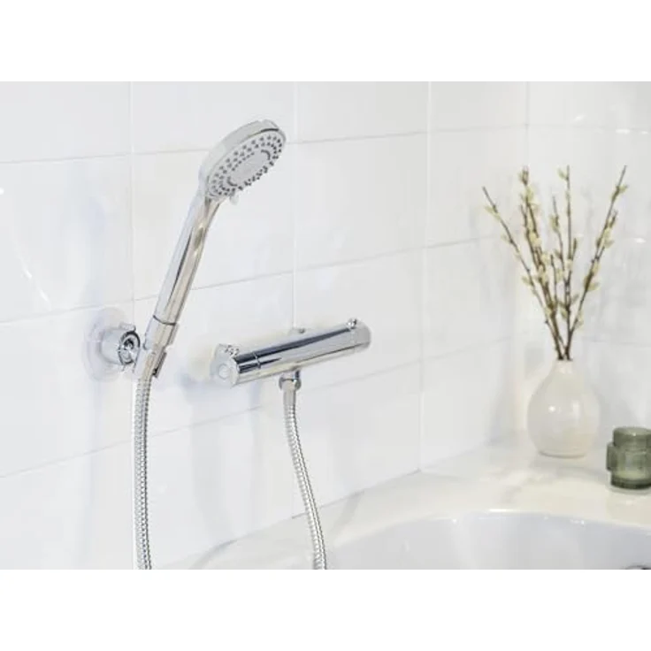 WENKO Handbrause Modell Basic Line Duschkopf Set, klassischer Brausekopf mit 5 Strahlarten, 150 cm Brauseschlauch – Bild 6
