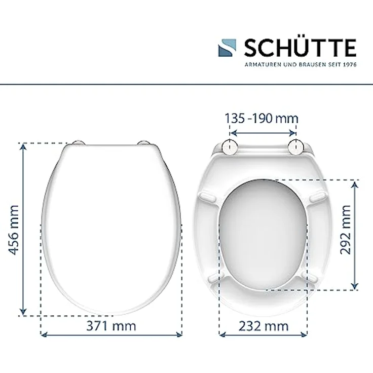 Schütte WC-Sitz Duroplast Weiß, bruchsicher und kratzfest, mit pflegeleichter Oberfläche, O-Form, für handelsübliche WCs – Bild 4