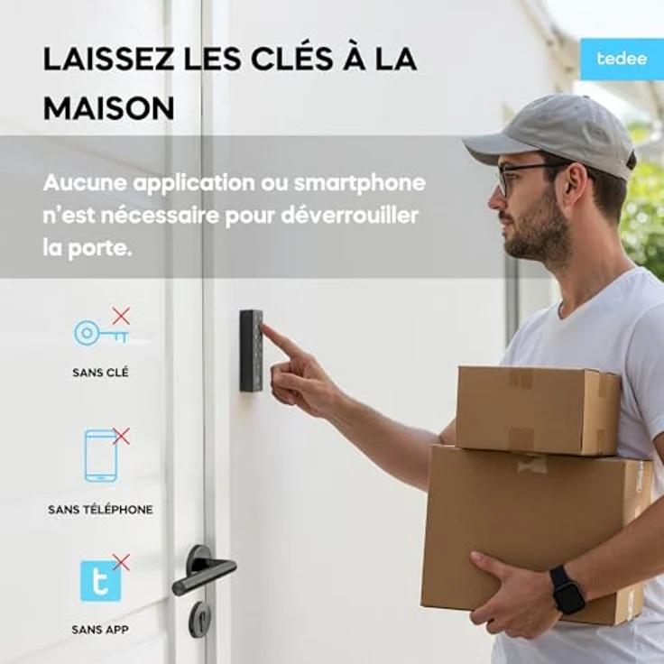 tedee Keypad PRO, Biometrisches Tastenfeld für smartes Türschloss mit Fingerabdrucksensor und PIN-Code, IP65 wasserdicht, Schwarz – Bild 4